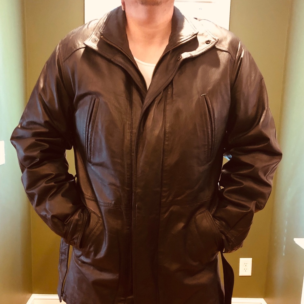 Vintage Charles Klein Leather Coat LARGE TALL